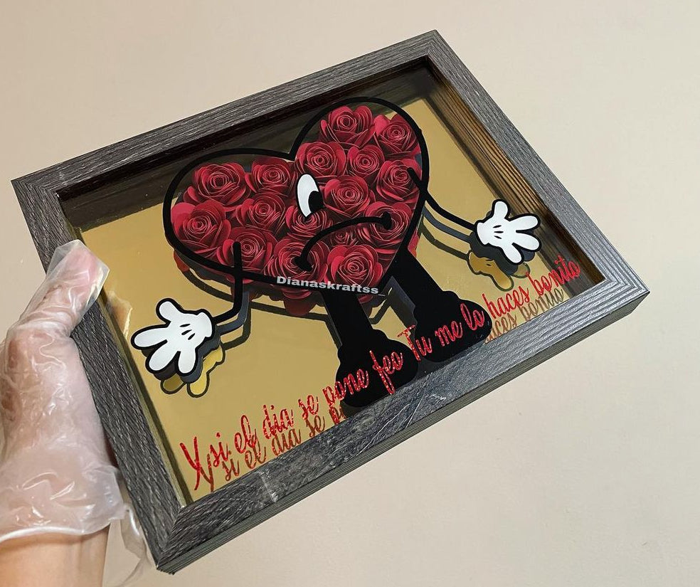 Bad Bunny Heart shadow box