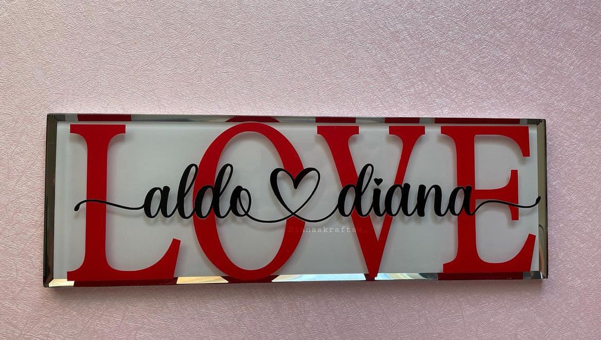 Custom Glass Plaque Stand (Mama, Nana, Grandma, Love etc.)