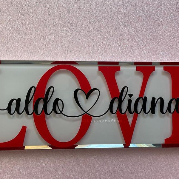 Custom Glass Plaque Stand (Mama, Nana, Grandma, Love etc.)