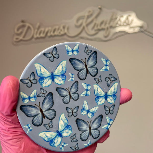 Blue Butterfly Ceramic coaster